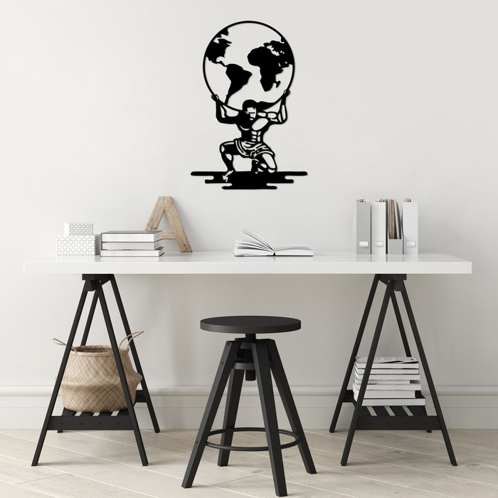 Wallity Atlas - 461 Escultura de Pared de Metal Negra